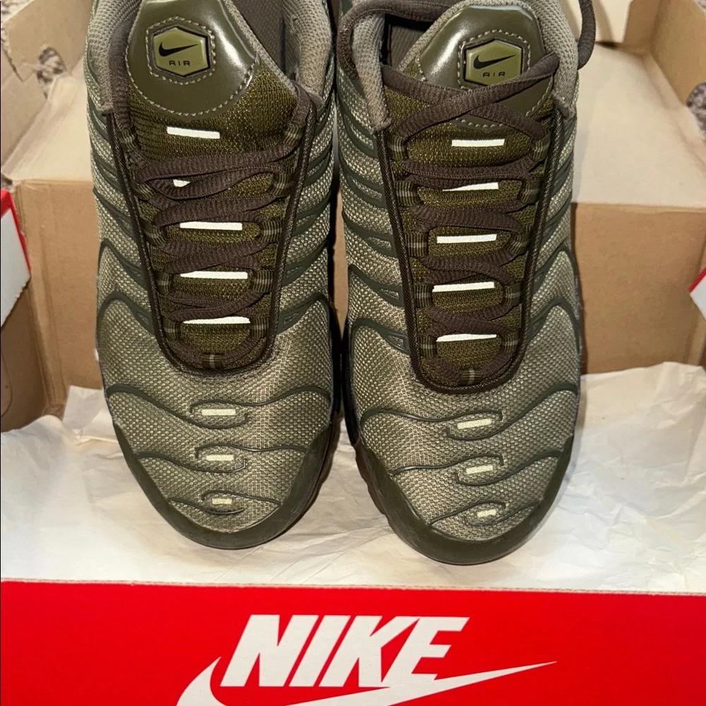 Nike Air Max Plus Olive Green cargo and Brown Nike Sneakers size 7 youth